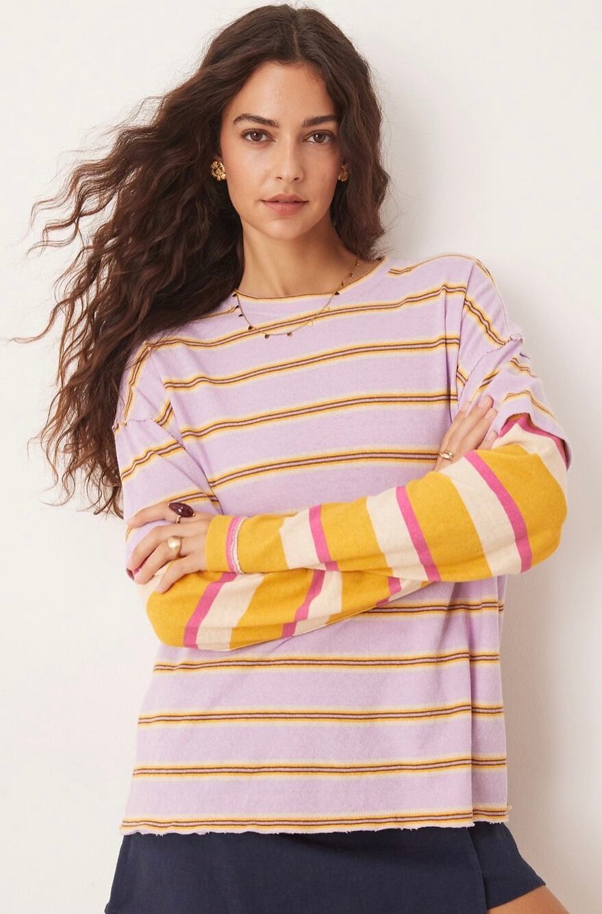 Free People Nina Striped Long Sleeve Top XS NWT